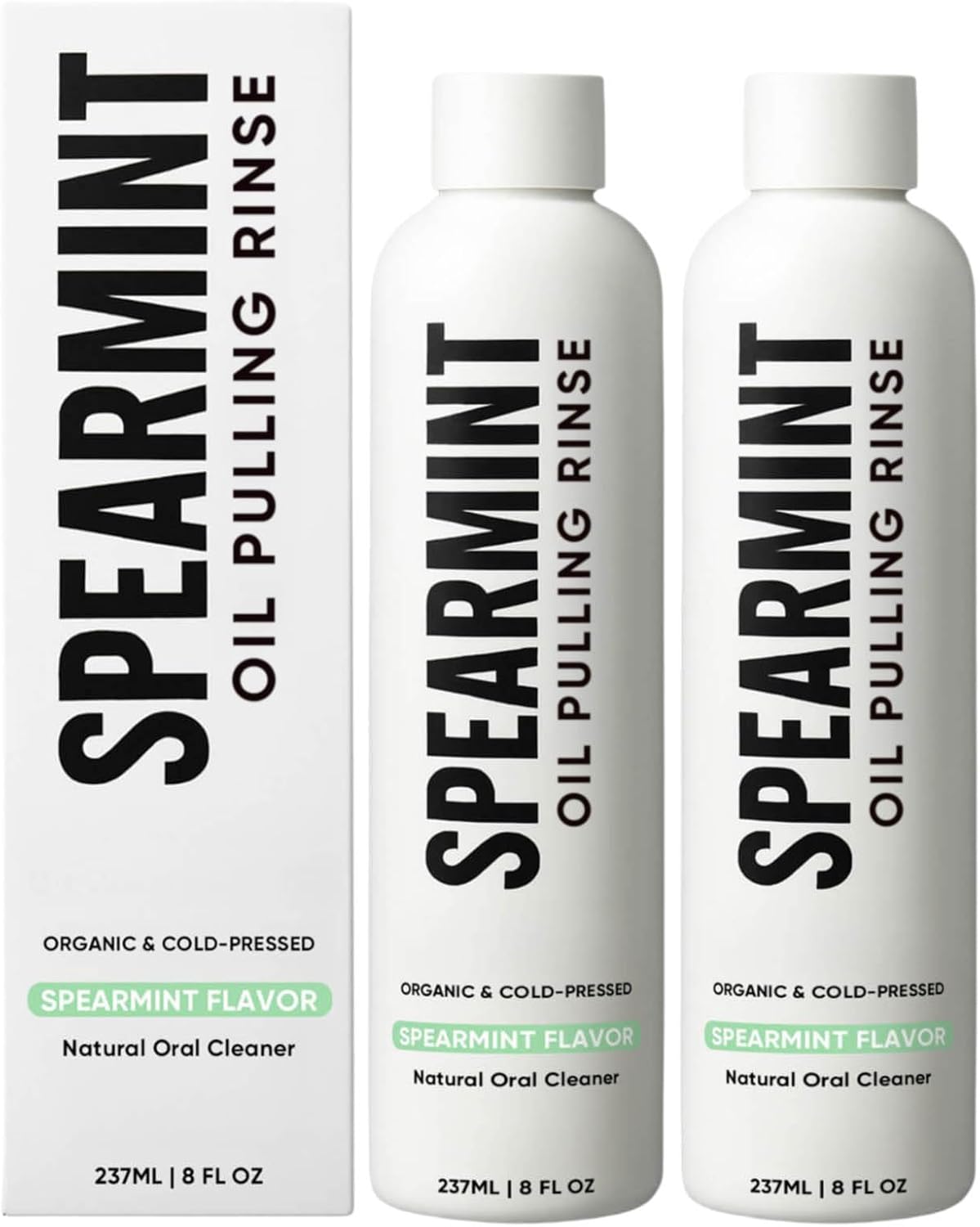 Spearmint Oil Pulling Rinse – with Organic Cold-Pressed Coconut Oil ＆ Mentha Haplocalyx Oil, Natural Mouthwash for Fresh Breath, Healthy Gums & Teeth Whitening, 8 fl oz (2)