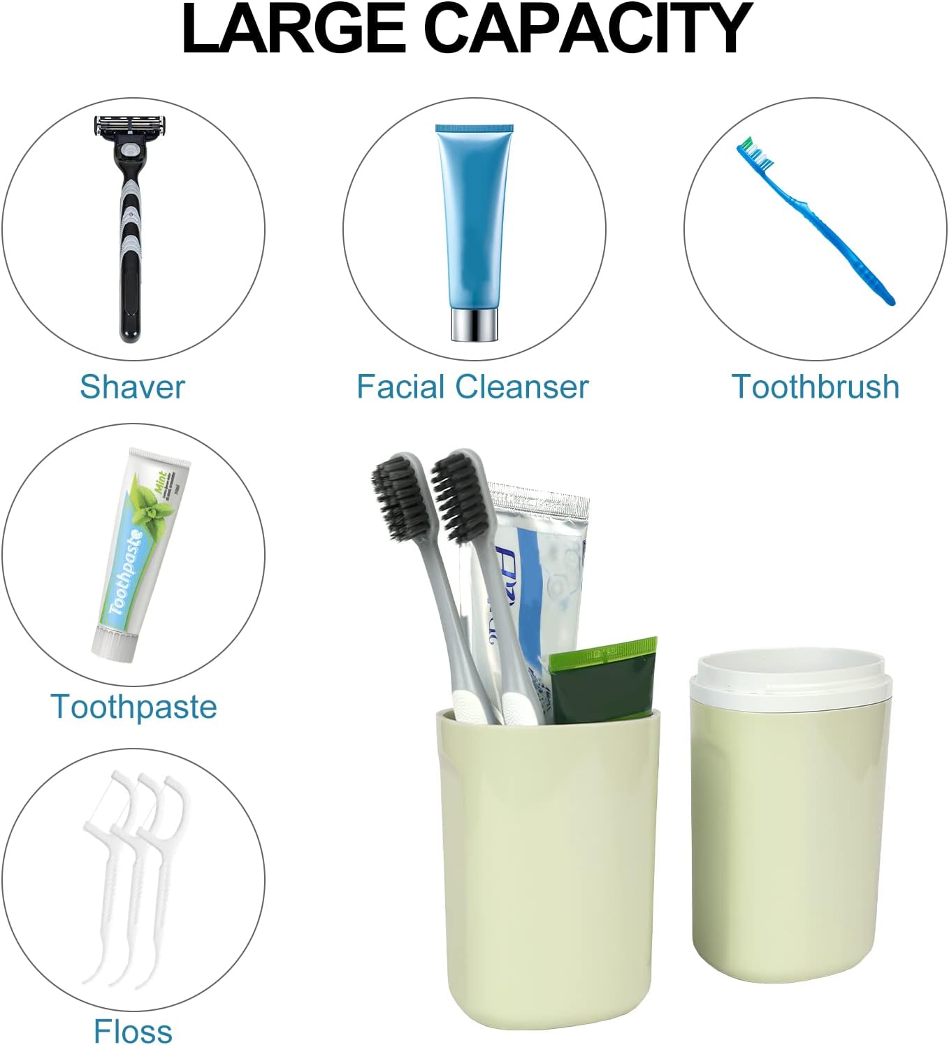 Surblue Travel Toothbrush Case Detachable Toothbrush Holder with Cover Portable Toothbrush Container for Vacation Camping Dorm Bathroom,Green