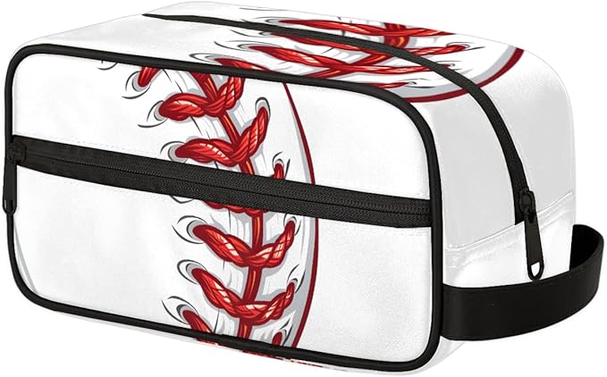 Baseball Sports Red Boys Travel Toiletry Bag Waterproof Wash Bag Shower Shaving Bag Cosmetic Organizer Makeup Bag Portable Toiletries Accessories for Women Men Baseball Sports