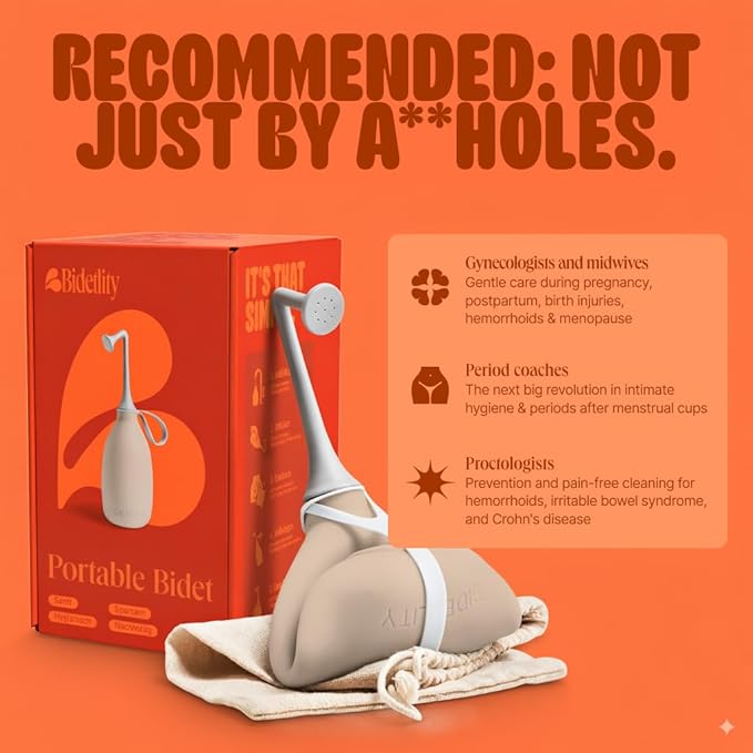 Butt & Intimate Shower 3.0 – Mobile Travel Bidet & Sustainable Intimate Shower, Replaces Wet Wipes, Saves Toilet Paper, Portable Handheld Bidet, Travel Bag Included, BPA-Free - Soft Sand