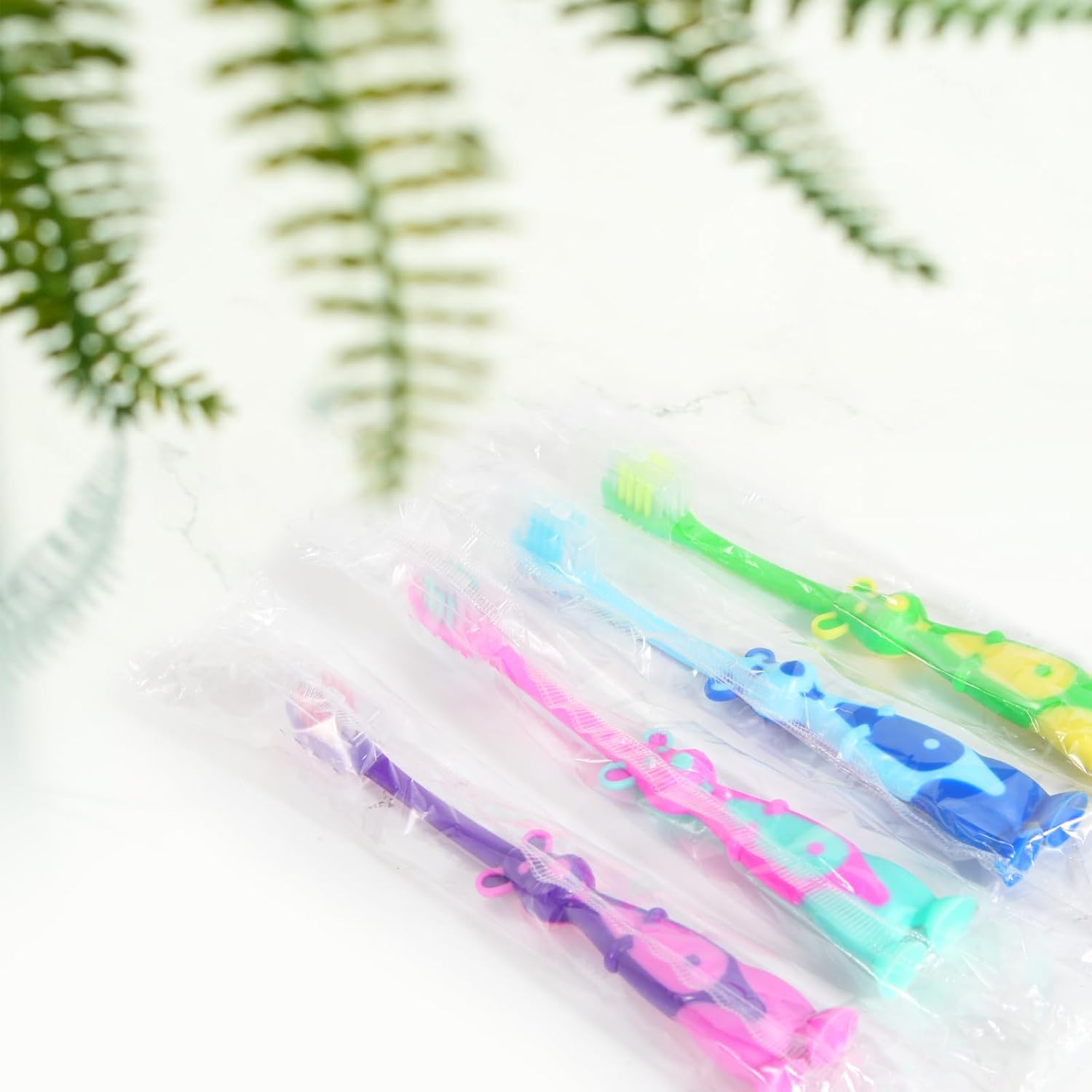 100 Pack Kids Toothbrush Bulk Soft Bristles Toddler Cute Toothbrush with Suction Cup, Includes Travel Covers, Individually Wrapped Toothbrushes for Kid Home School Daycare Camp (Kangaroo)