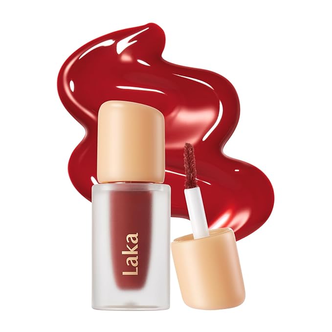 Laka Fruity Glam Lip Tint Mini, 1.9g/0.07oz, Glowing Lip Stain with Wide Color Spectrum, Hydrating & Lightweight Texture, Long-Lasting Bold Stain, Non-Sticky, Vegan, K-Beauty (#104 Cherry)