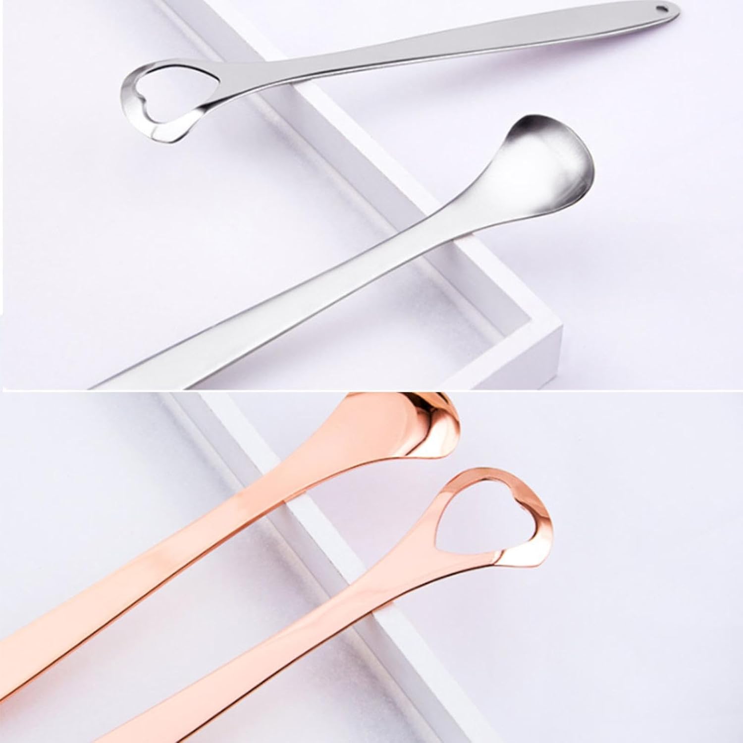 tooloflife 3 Packs Tongue Scraper Kit Stainless Steel Tongue Cleaner Tongue Brush for Reduce Bad Breath and Fresh Breath (Rose Gold)