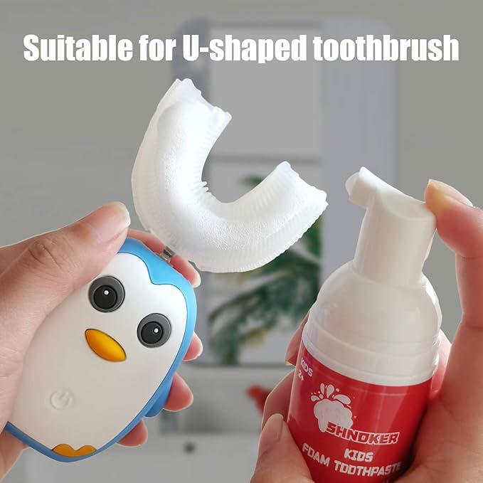 Kids Foam Toothpaste with Strawberry Flavor, Fluoride Free Natural Formula, Foam Toothpaste for Electric Toothbrush(60ml)(1 Pack)