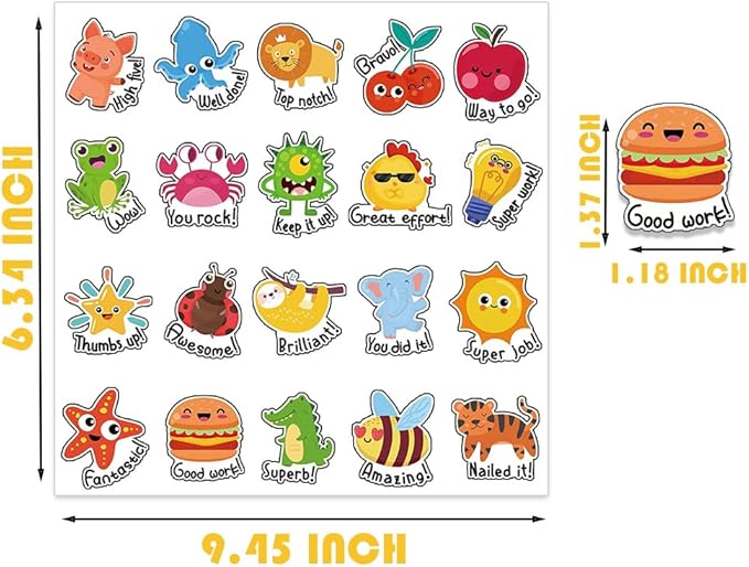 120 Piece Teacher Stickers - Grading, Student Rewards, 'Good Job' Stickers for Kids