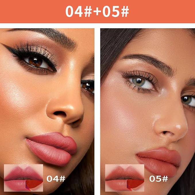 Matte Lip Liner Peel Off Lip Stain, Long Lasting Peel Off Lip Liner Stain, Peel-off Lip Gloss For All Skin Types, Transfer-proof Highly Pigmented Color Waterproof, (04#+05#, Pack of 2)