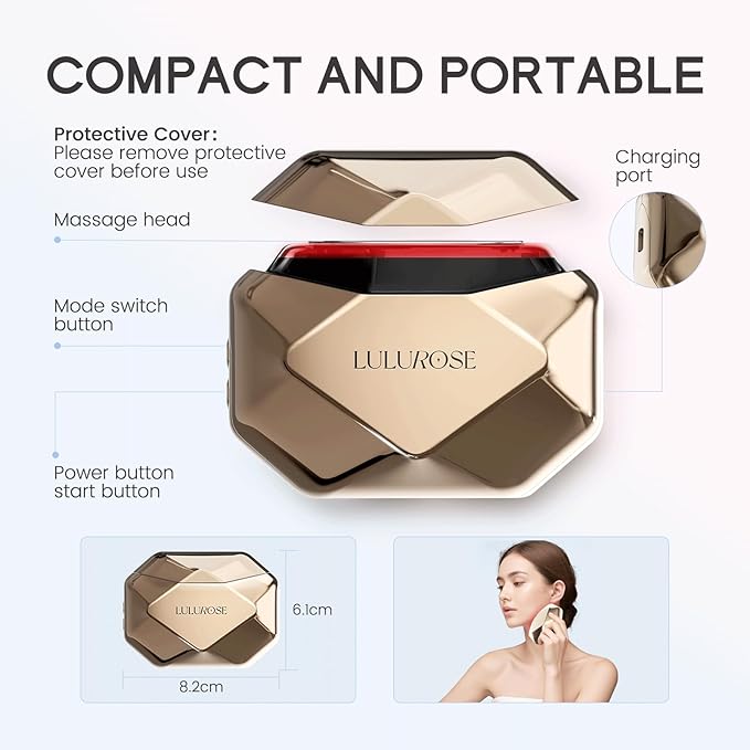 LULUROSE Facial Massager with Cold Heat Light Vibrating for Face,5-in-1 Facial Device with LED Display for Skin Care Wrinkles at Home Traveling 1500mAh