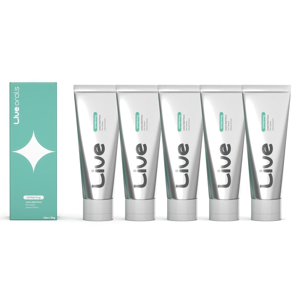 Live Orals Whitening Toothpaste 80g x 5 Units - Fluoride-Free, Nano Hydroxyapatite & Hydrogen Peroxide, Sensitive Teeth, Enamel Strengthening, Natural Mint Gel