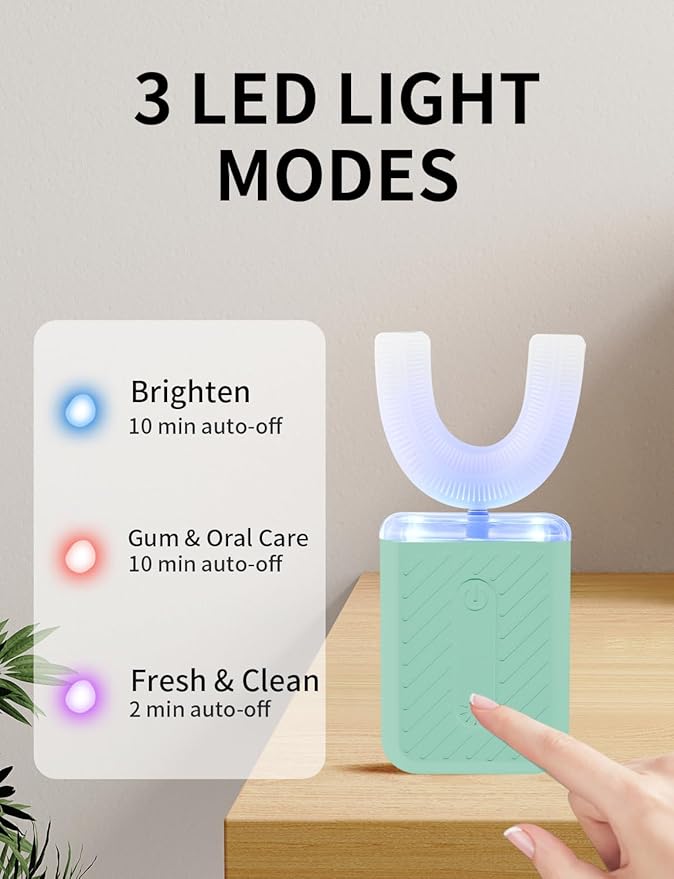 U-Shaped Electric Toothbrush for Adults, U Shaped Toothbrush with 360° Automatic Cleaning, Electric Toothbrush for Business Trips & Travel