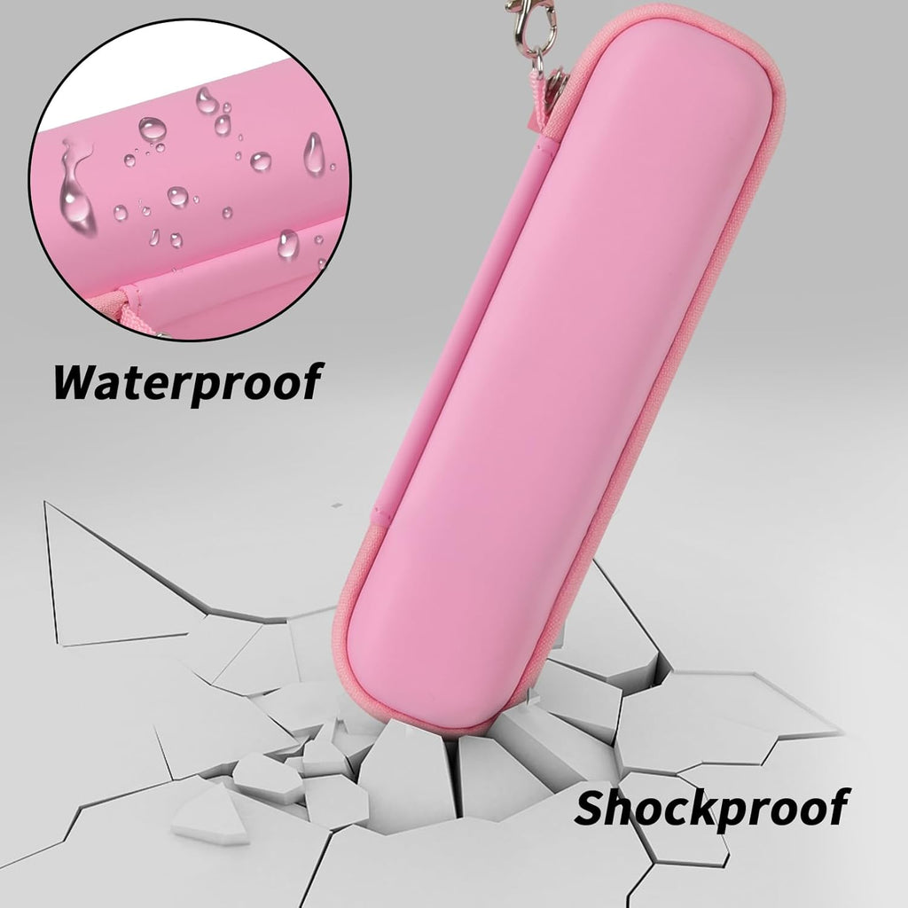 Toothbrush Travel Hard Case Compatible with Oral-B Pro 1000, 2000, 3000, 3500, 1500/ for Philips Sonicare ProtectiveClean 4100 5100 Electric Toothbrush with Mesh Pocket&Carabiner - Pink (Bag Only)