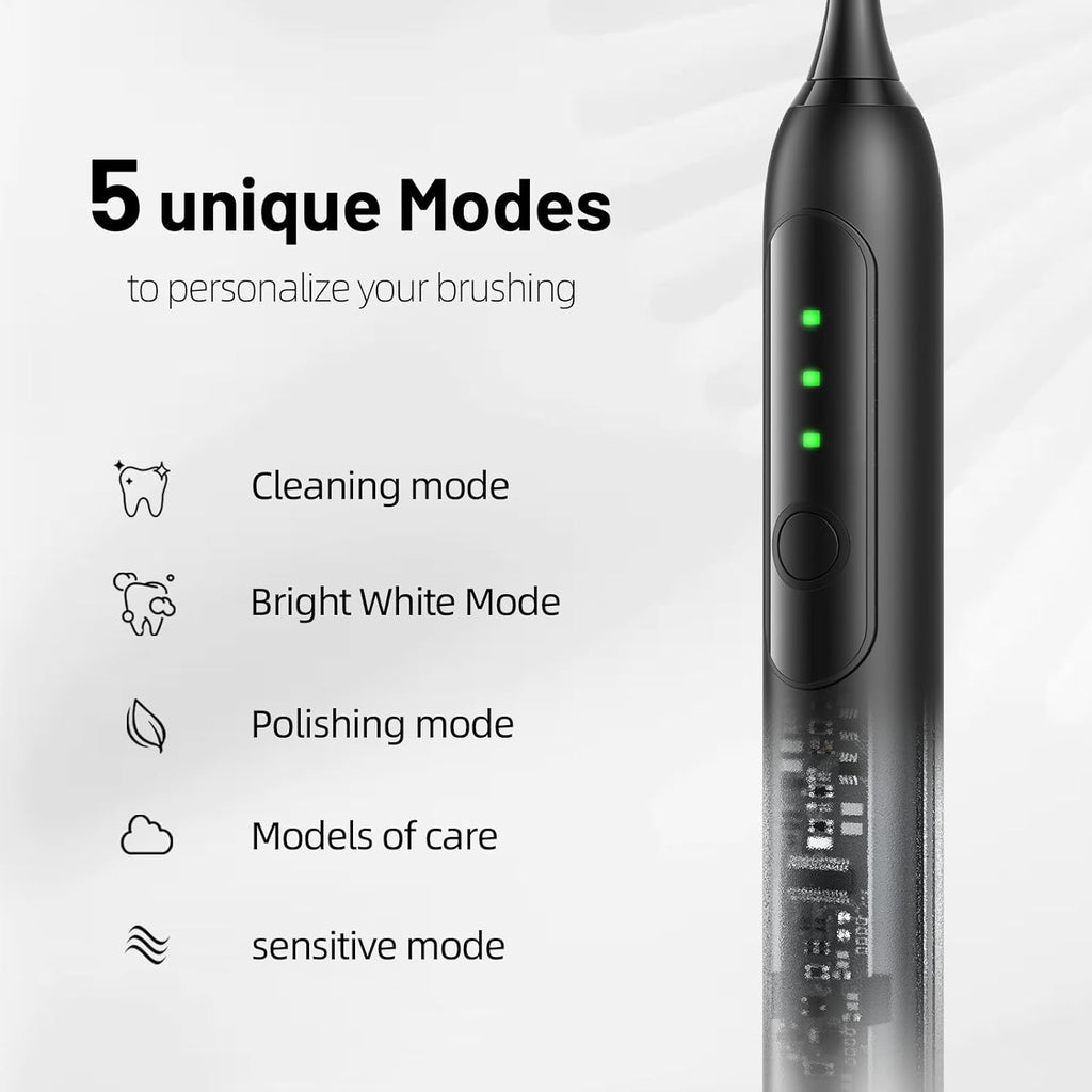 Adult Sonic Electric Toothbrush with 10 Brush Heads, Travel case, and Wall Bracket, Suitable for Both Adults and Children, IPX8 Waterproof, USB Charging, 42000VPM, Black