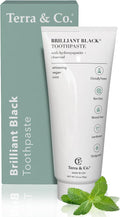 Terra & Co. Brilliant Black Hydroxyapatite Toothpaste for Whitening Teeth – USA-Made - Natural Remineralizing Toothpaste, Fluoride-Free, Vegan, SLS-Free, Low Abrasion – Mint, 3.4 oz