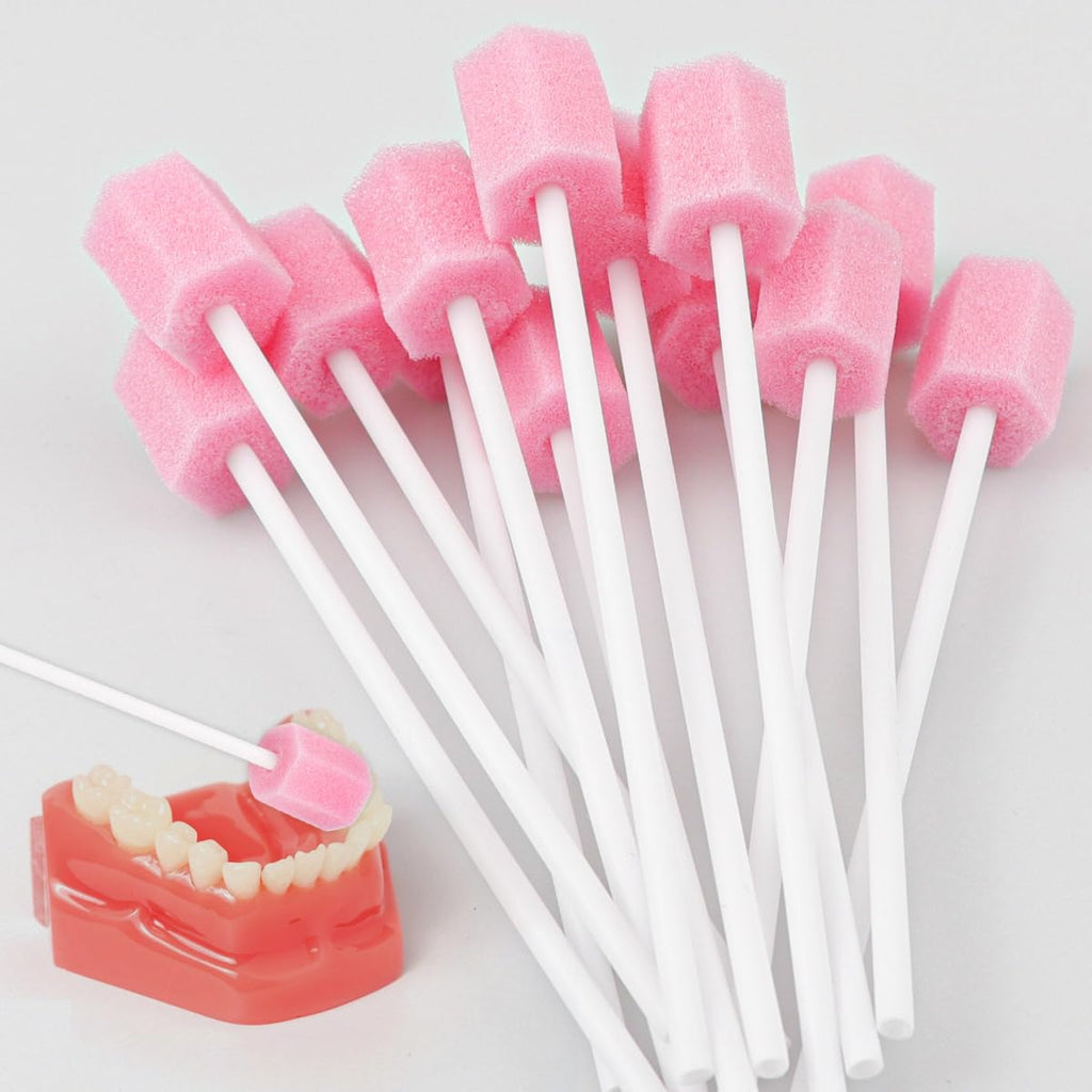 100Pcs Oral Swabs Mouth Cleaning Sponge Sticks Sterile Dental Swabs Disposable Foam Sticks Tooth Care for Adults Children