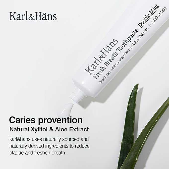 Karl&Hans Fresh Breath Toothpaste with Fluoride– Bad Breath Removal, Cooling Mint Freshness, Cavity Protection, Whitening & Stain Removal, 4.23 fl oz (Mint)