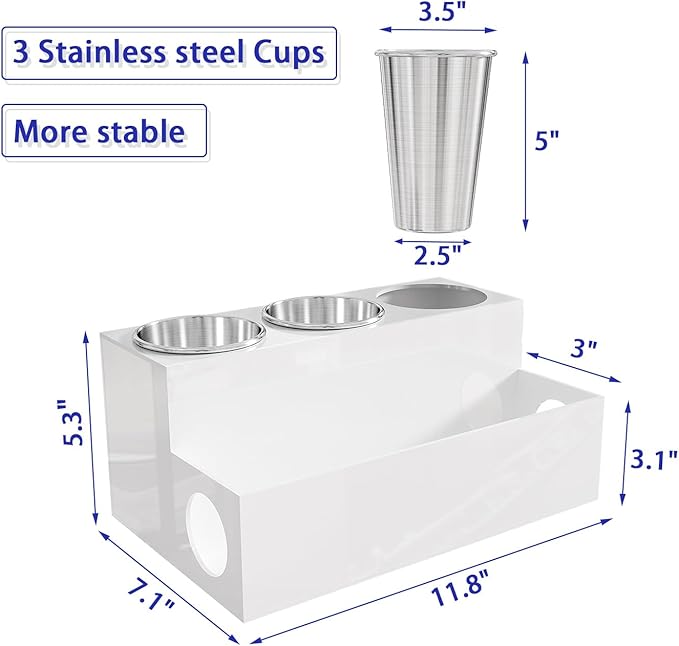 White Hair Tool Organizer Acrylic Hair Dryer and Styling Holder, Bathroom Countertop Blow Dryer Holder, Vanity Caddy Storage Stand for Accessories, Makeup, Toiletries