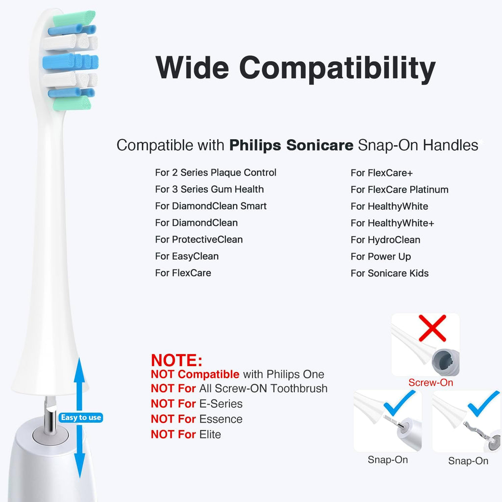 Electric Toothbrush Heads for Philips Sonicare Replacement Heads C1,C2,G2,4100,W,Replacement Brush Head Compatible with Phillips Sonicare Electric Toothbrushes C2,C1,G2,for Sonic Care Brush,6 Pcs