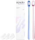 Reseio Eco Toothbrush Set with 3 Replaceable HeadsㅣSoft BristlesㅣPlastic-FreeㅣBPA-FreeㅣSustainable Oral CareㅣTravel Pouch Included - Pink