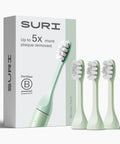 SURI Recyclable Plant-Based, Electric Toothbrush Heads - Built-in Tongue Scraper, Long Lasting Replacement Heads | Compatible Only Sonic Electric Toothbrush - Winter Fern, Pack of 3