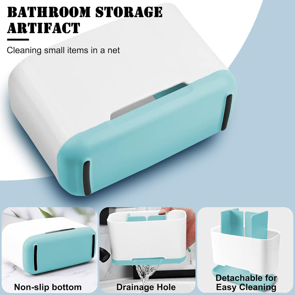 Toothbrush Holder with Anti-Slip,Plastic Detachable for Easy Cleaning Multi-Functional Storage,Large Electric Toothbrush and Toothpaste Organizer Caddy for Bathroom Vanity,Sink,Countertop (Blue)