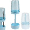 Toothbrush Holder Stand with Cup/Cover, Adjustable Height Toothbrush Organizer with 3 Slots, Portable for Bathroom, Travel, Camping (Blue)