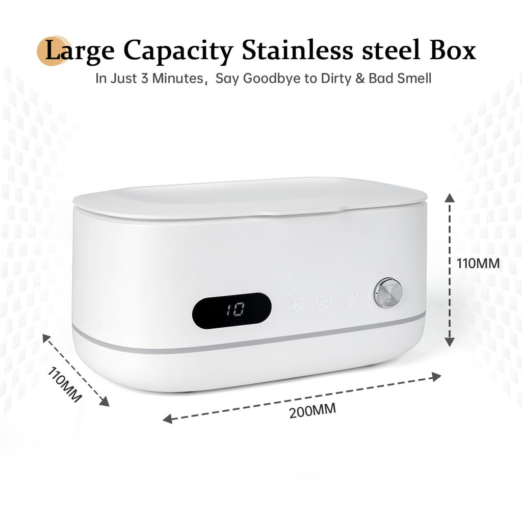 Powerful Ultrasonic Cleaner for Jewelry, Eyeglasses, Watch & Brushes, 480ML Stainless Steel Tank, Portable Design, Fast Clean for Ring, Earring, Bracelet & Necklace, with Smart Timer & Degas Function