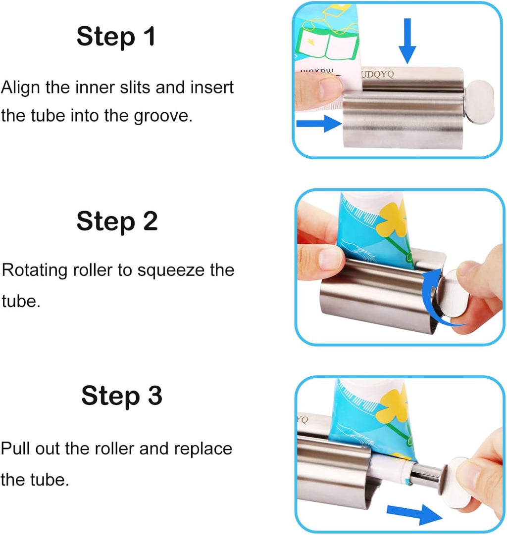 Toothpaste Squeezer - Metal Tube Squeezer Stainless Steel Tube Wringer UDQYQ Toothpaste seat Holder Stand (Silver)