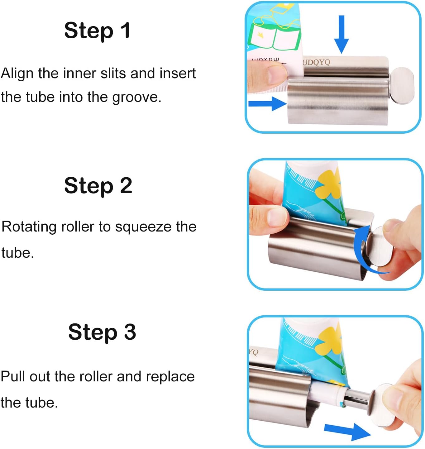Toothpaste Squeezer - Metal Tube Squeezer Stainless Steel Tube Wringer UDQYQ Toothpaste seat Holder Stand (Silver)