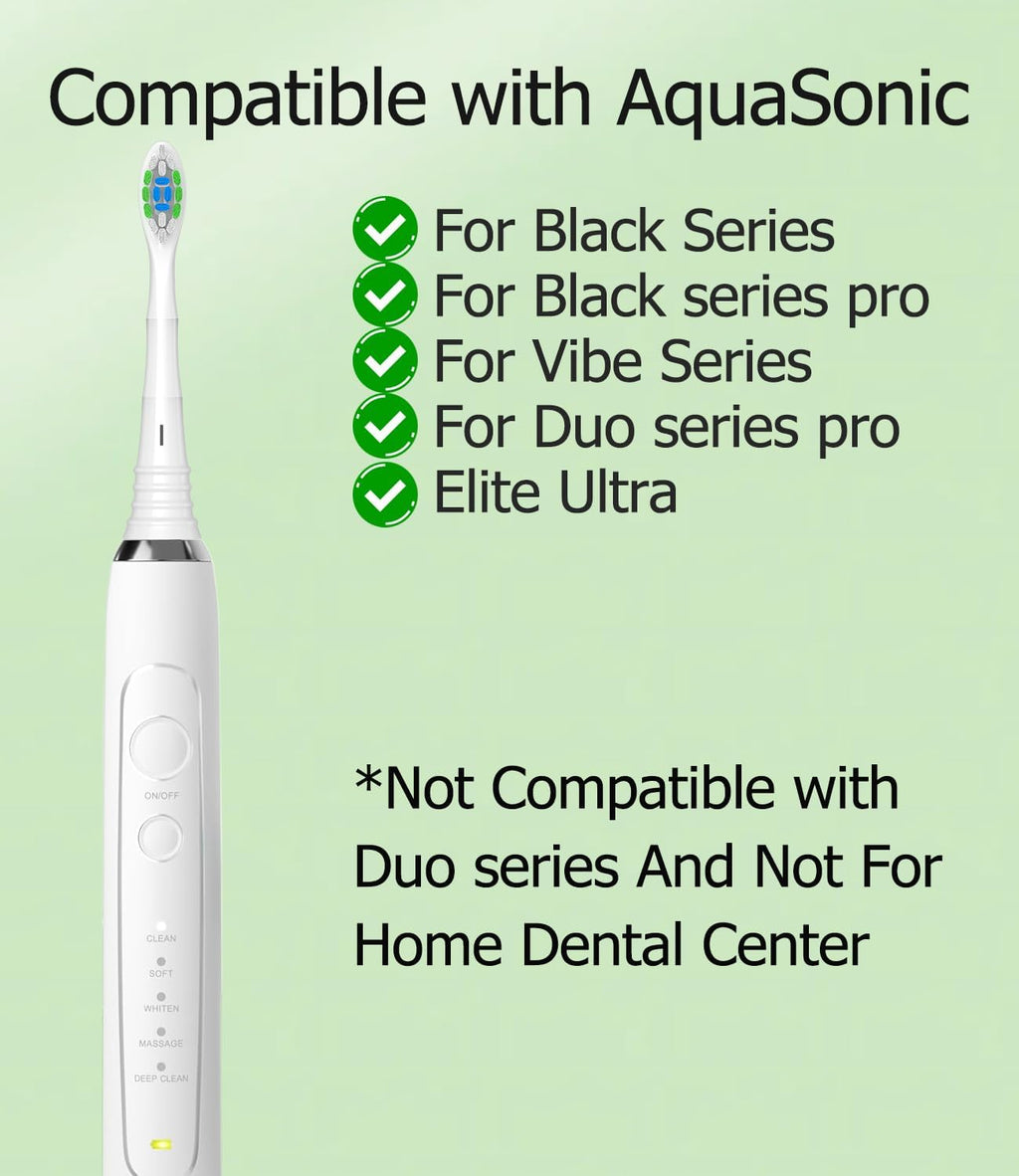 Replacement Toothbrush Heads Compatible with AquaSonic Black Series Vibe Series Black Series Pro Vibe Series Pro Elite Series Electric Toothbrush, 12 Count, White