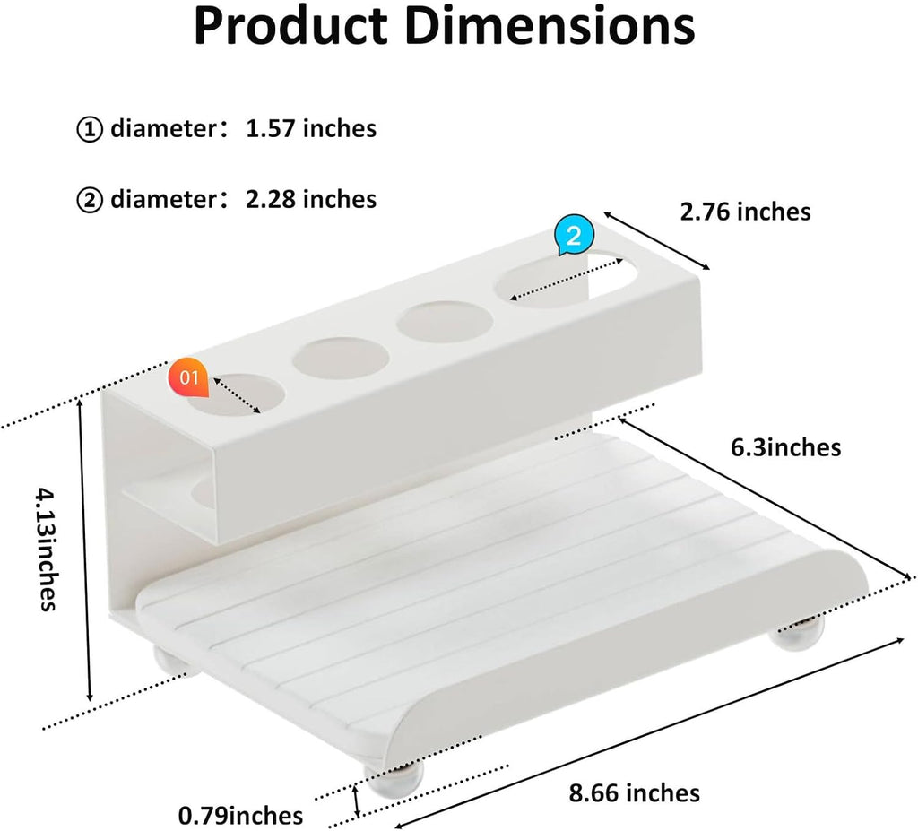 Quick Dry Electric Toothbrush Holder 4 Slots Metal Bathroom Counter Organizer for Toothpaste Razor Mouthwash, White