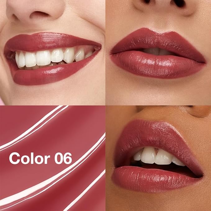 Tinted Lip Balm Moisturizing Lipstick, Reddish Brown Hydrating Lipstick for Women, 24 Hour Long Lasting Moisturization Lip Gloss Stain Makeup, Lightweight Non Greasy Moisturizer Lips, 06