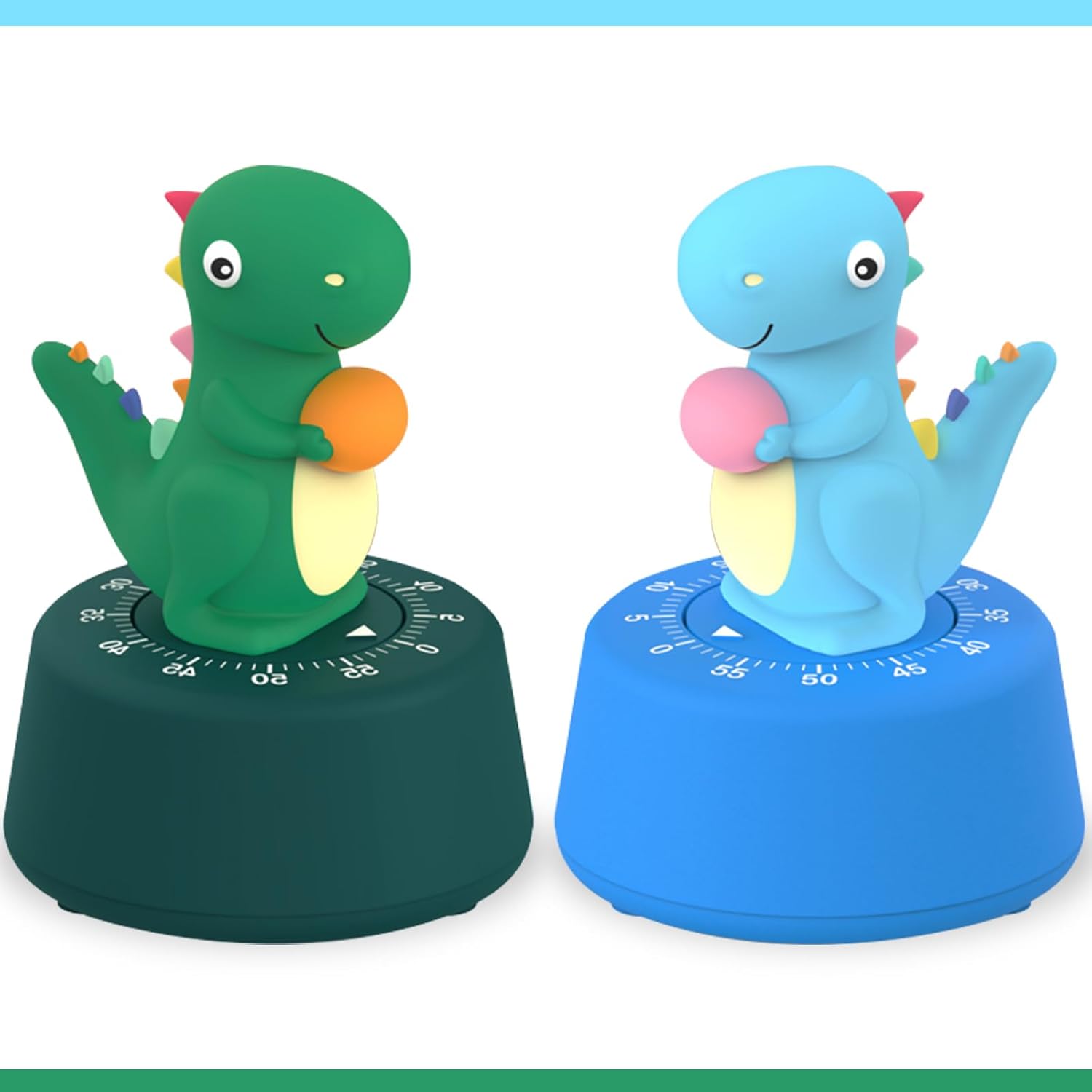 2 Pack Kitchen Timer, Cute Dinosaur Timer for Kids, 100% Mechanical Egg Timer for Cooking/Reading/Classroom/Do Sports.（Dinosaurs）