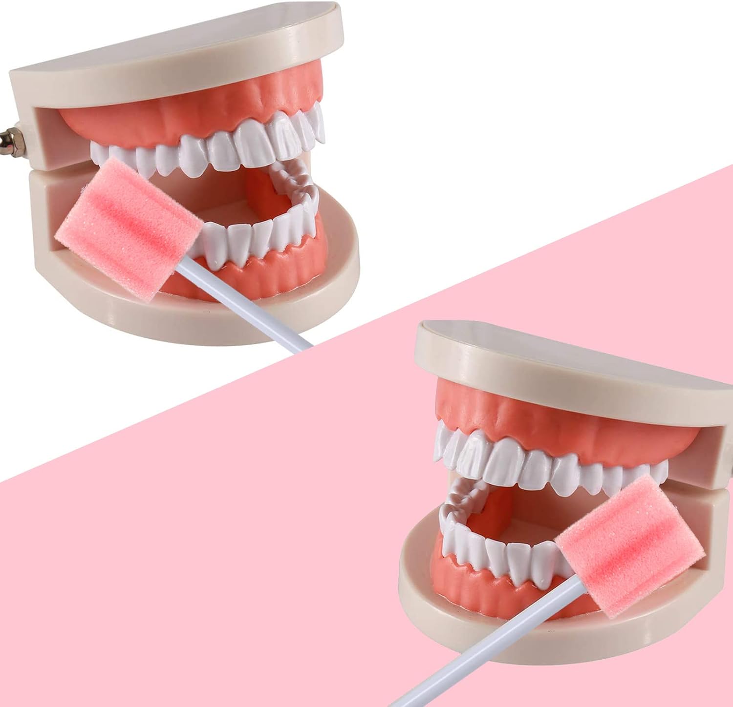 250 Pcs Disposable Mouth Swabs Sponge, BVN Oral Swabs, Oral Care Swabs Disposable, Mouth Swabs, Unflavored and Sterile Disposable Dental Swabsticks for Mouth Cleaning, Pink