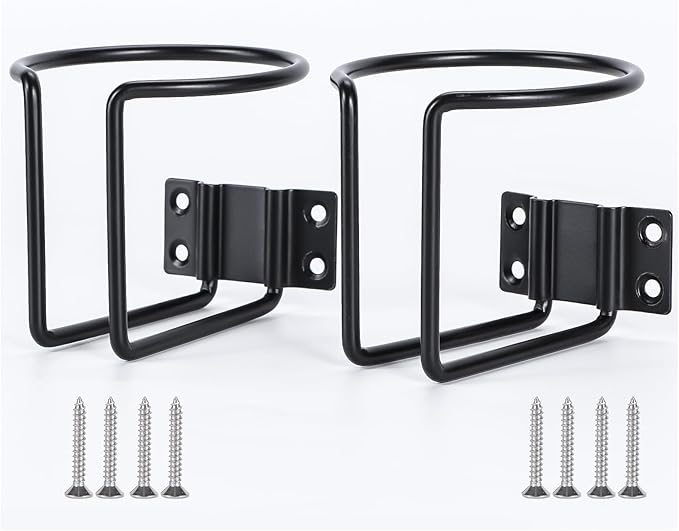 Marinebaby 2 pcs Boat Cup Holder,Stainless Steel Universal Drink Holders,Suitable for Boat,Truck,RV,Tractor,Outdoor Wooden Swing. (Black)
