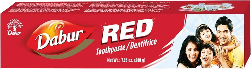 Dabur Red Toothpaste for Fresh Breath & Gum Health - Dentifrice for Oral Strong Teeth - for Stains & Protects Gums - for Complete Oral Hygiene - Ayurvedic Toothpaste - 200g Pack of 6