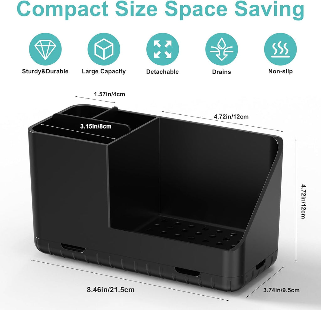 Toothbrush Holders for Bathrooms, Kids Electric Toothbrush and Toothpaste Holder, Toothbrush Organizer with Drainage, Tooth Brush Holder for Bathroom Countertop Organizer (Black)