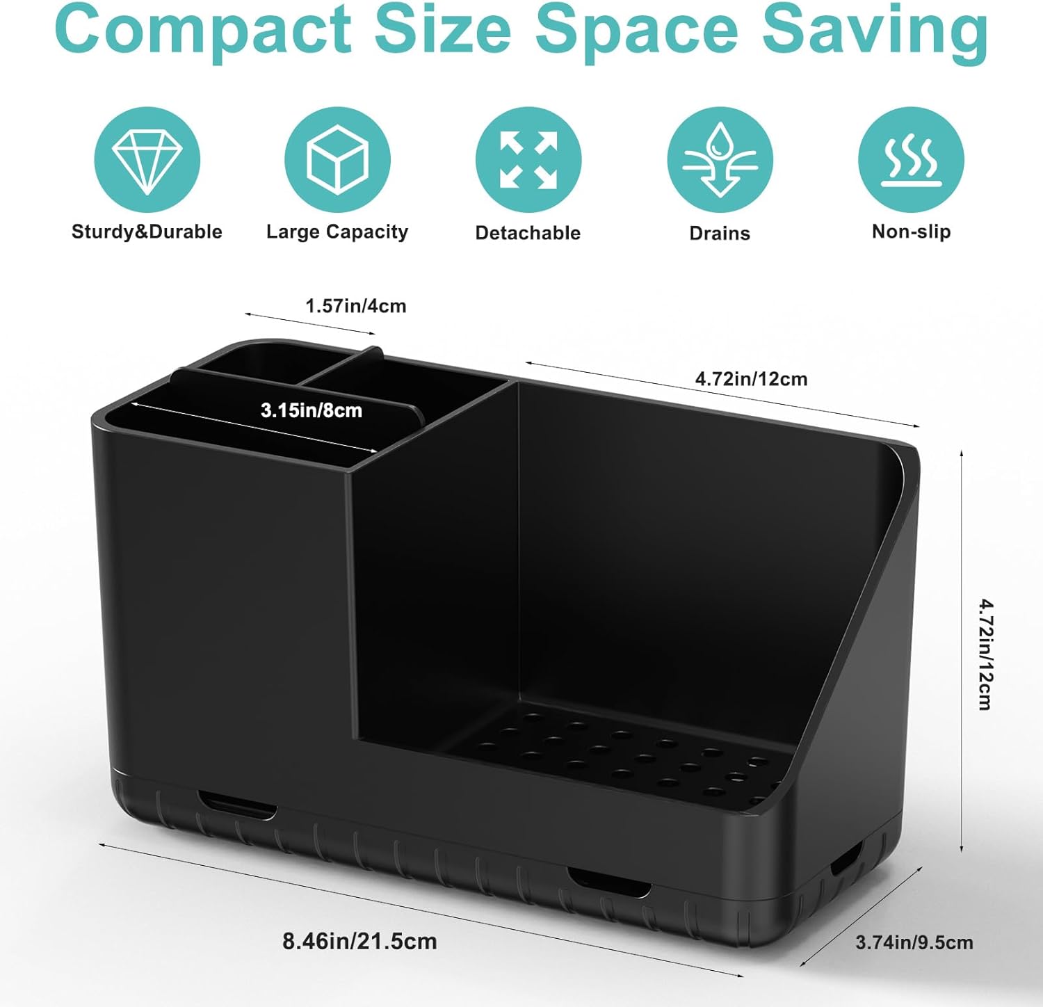 Toothbrush Holders for Bathrooms, Kids Electric Toothbrush and Toothpaste Holder, Toothbrush Organizer with Drainage, Tooth Brush Holder for Bathroom Countertop Organizer (Black)