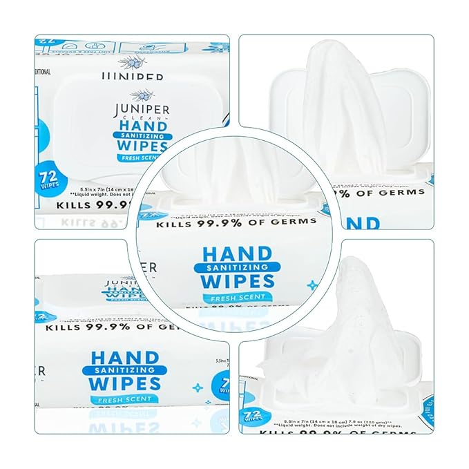 3 Pack Hand Sanitizing Wipes, 216 Count Disposable Hand Sanitizer Wipes, Fresh Scent, Lint Free & Durable