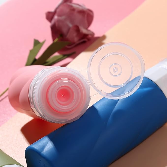 Gemice Travel Bottles - 3oz TSA Approved Containers, BPA Free, Leak Proof, Refillable, Clear Toiletry Bag (4 Pack)