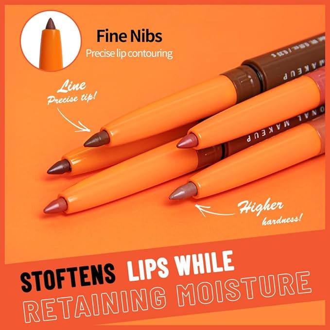 Matte Lip Liner Pencil for Shaping Lips, Retractable Creamy Brown Crayon LipLiner Pencil, Long Lasting Waterproof Lipstick Lip Liner Makeup, Vegan Beauty 12#