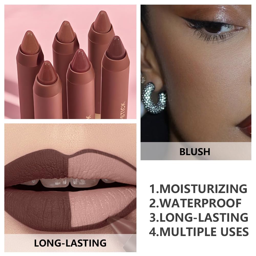 BINGBRUSH 2 in 1 Lip Liner and Lipstick Combo, Matte Lipstick Long Lasting Waterproof Lip Pencil Crayon, Smudge Proof Lip Stain,Hign Pigmented Women’s Makeup (06#Midnight Mocha)