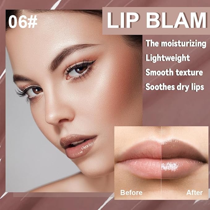 Summer Glow Reviver Lip Balm Butter Lip Gloss, Melting Lip Serum, Ultra-Hydrating Natural Vegan Lip Oil, Sheer-Tinted Shine & Hydration, Soothes & Softens Dry Lips (Nude Brown)