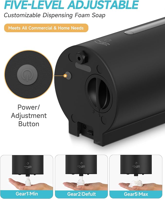 AIKE Wall Mount Automatic Foam Soap Dispenser 25 OZ Commercial Large Capacity Stainless Steel Model AK1205FA(Matte Black)