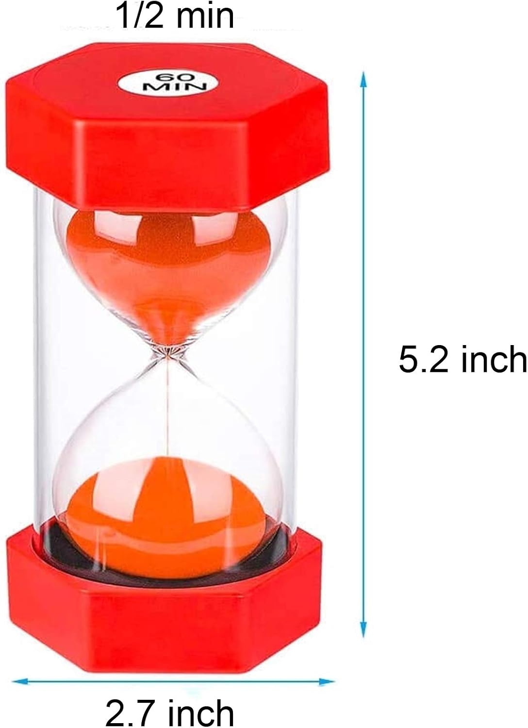 1 Minute Sand Timer SuLiao Hourglass, Red Sand Watch, Reloj de Arena 1 Minuto, Plastic Hour Glass Sandglass Timer for Kids, Classroom, Home, Decoration