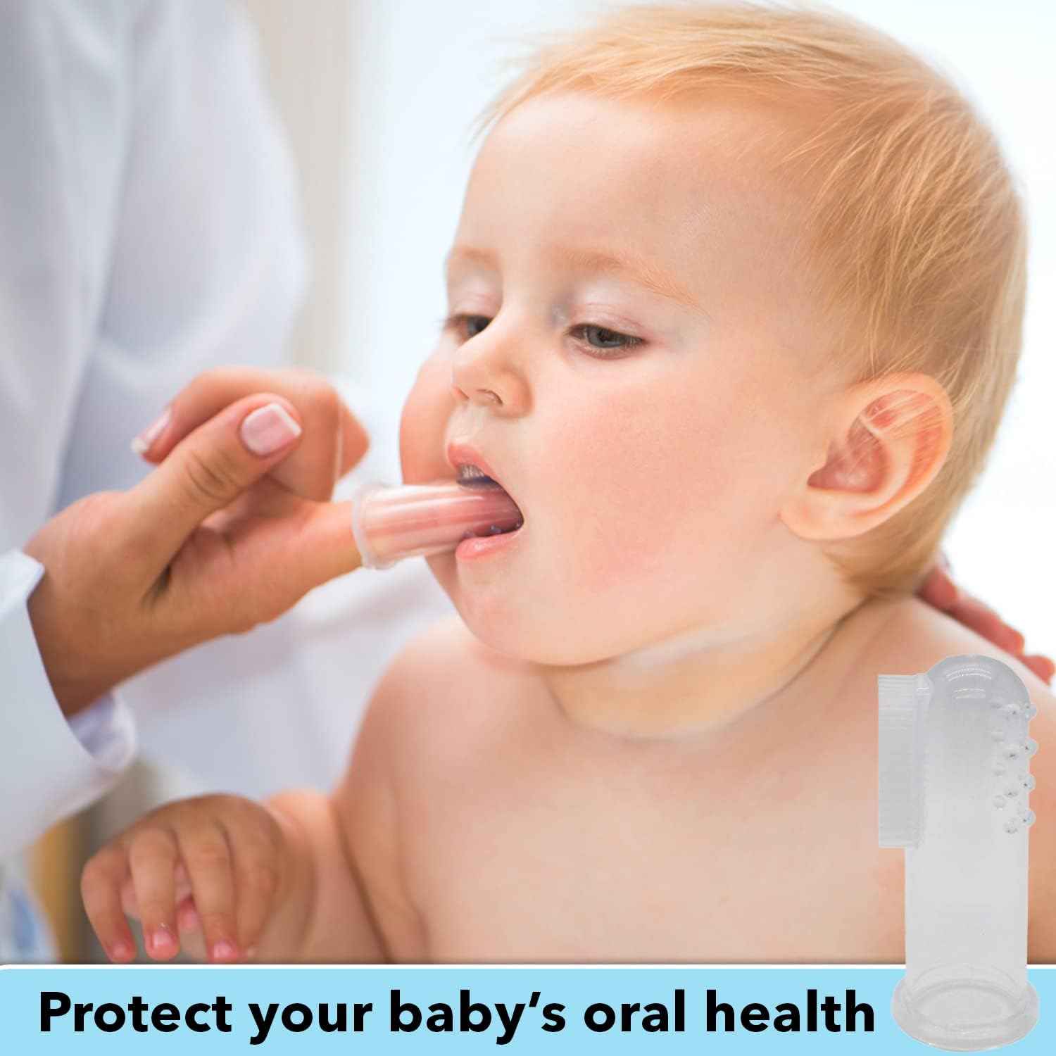 Baby Finger Toothbrush (Set of 3) - Silicone Baby Toothbrush with 3 Cases in Blue, Pink & Clear- Toddler Training Toothbrush - Newborn Oral Massager - Easy Oral Hygiene for Kids & Pets