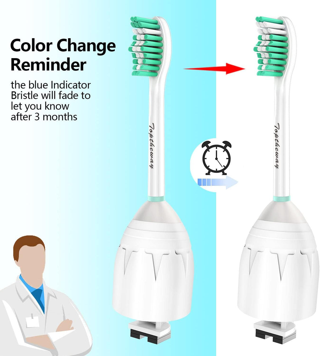 Toptheway Replacement Brush Heads Compatible with Sonicare E-Series Essence Xtreme Elite Advance and CleanCare Screw-On Toothbrush Handles 7022/66, 6 Pack