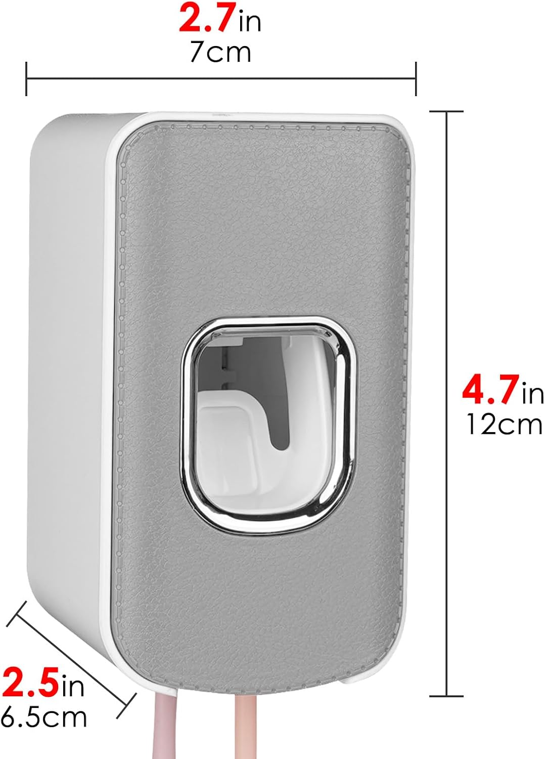 2 Slot Plastic Toothbrush Holder and Toothpaste Dispenser Wall Mounted, Automatic Toothpaste Squeezer, 2 in 1 Tooth Brush Toothpaste Organizer for Shower (Grey)