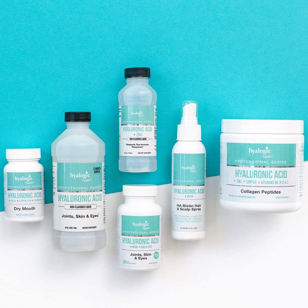 Hyalogic Oral Care Dry Mouth Mints - Hyaluronic Acid HA & Xylitol Lozenges for Hydration - Natural Mint Breath Freshener, Sugar-Free & Vegan Friendly (60 ct)