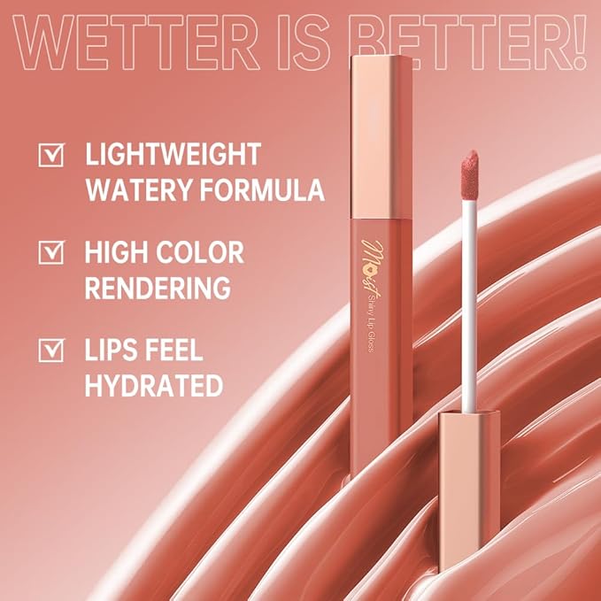 Lip Stain Hydrating High Shine – Lightweight Non-Sticky Glossy Lip Tint, Mirror Shine Moisturizing Lip Makeup for Plump & Full Lips, Long-Lasting Rich Color Lip Glaze, Soft Smooth Lip Gloss 02#