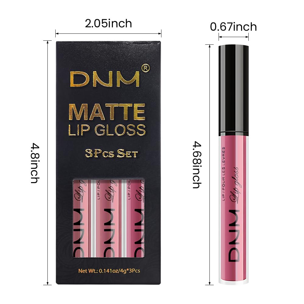 AMY'S DIARY 3Pcs Matte Rose Pink Liquid blush Lipstick Set, Soft Pink Nude Dusty Rose Mauve Red Lip Stain Kit, LipStain Long Lasting 24 Non-Transfer Lip Gloss, Waterproof Lip Makeup for Women Lippies