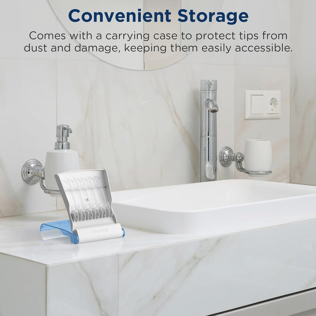 Upgraded Replacement Heads for Aquasonic Aqua/Icon Water Flosser | 6 Classic Jet Tips + Travel-Ready Storage Case Bundle | Compatible with Aqua Flosser & Icon Models